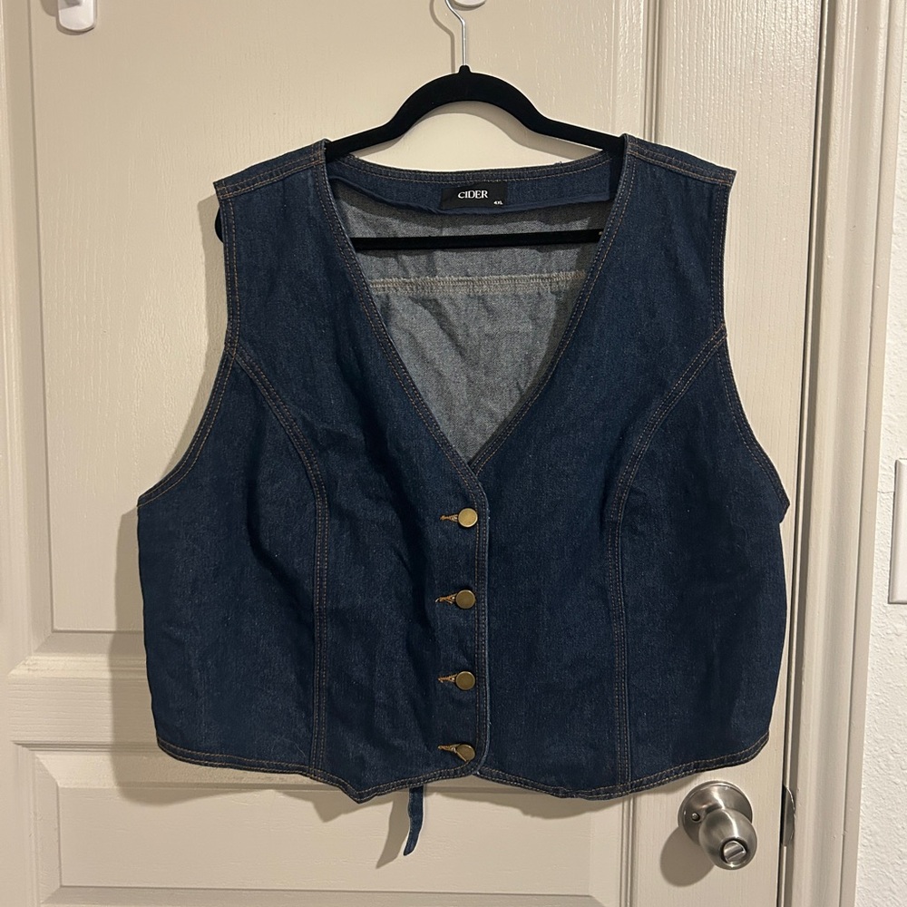Denim Vest with Button Closure